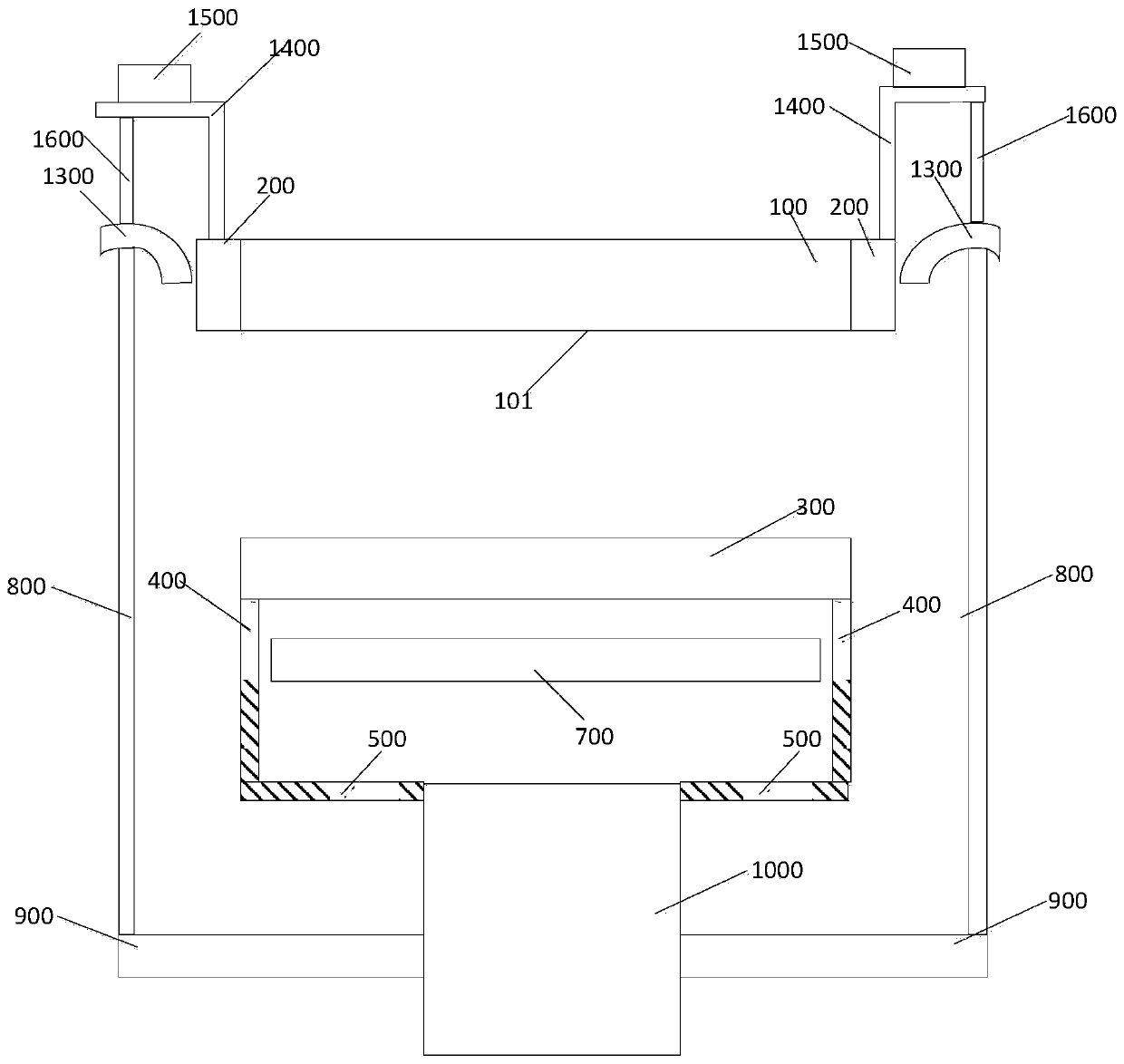 MOCVD (Metal-organic Chemical Vapor Deposition) equipment and adjustment method for interval between tray and spray header of equipment