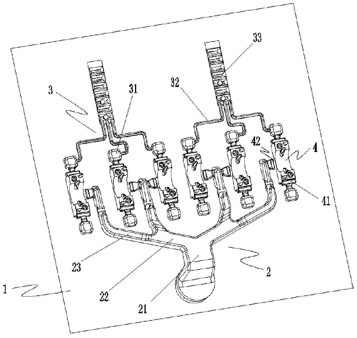 Die pouring system for U-shaped automobile parts