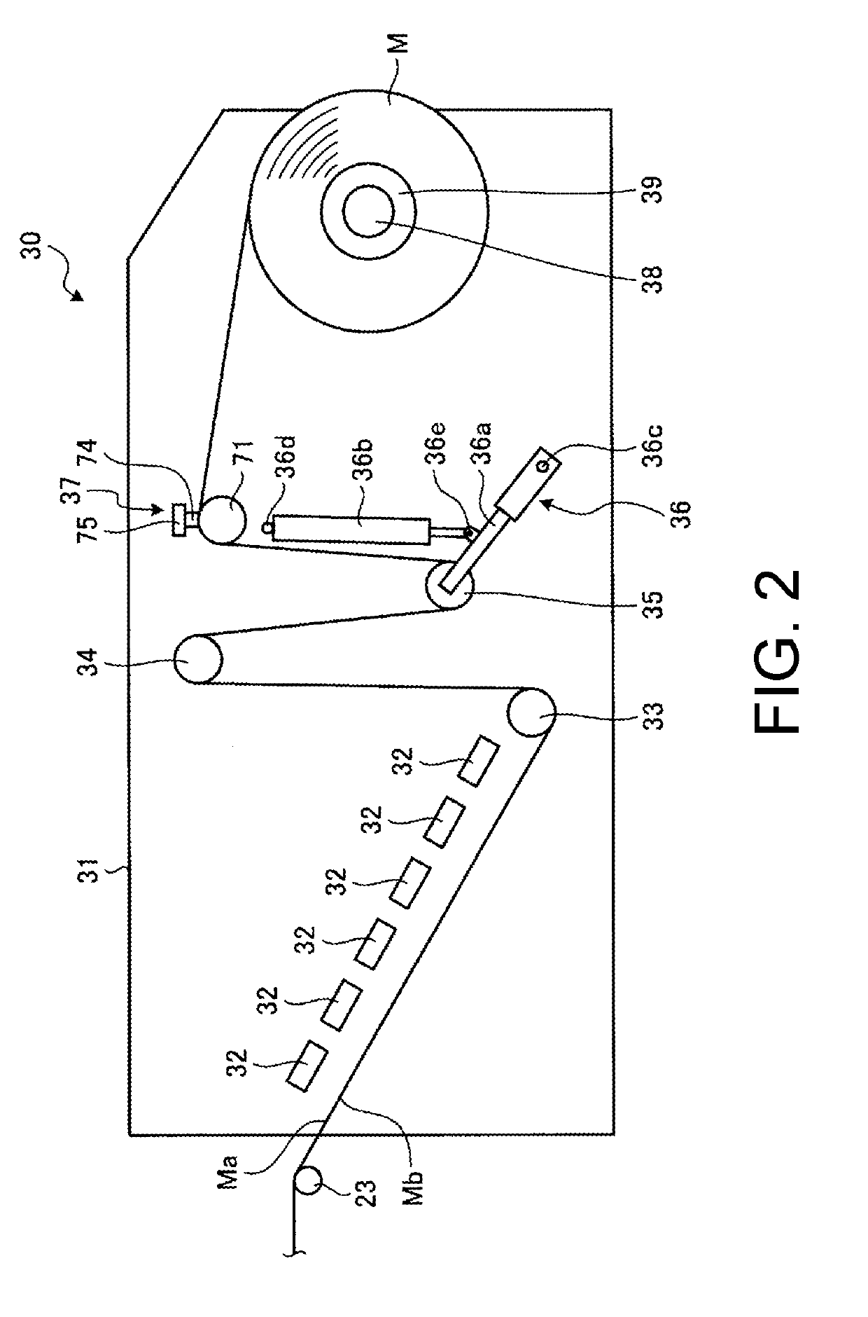 Medium wind-up device, printing machine, and medium wind-up method