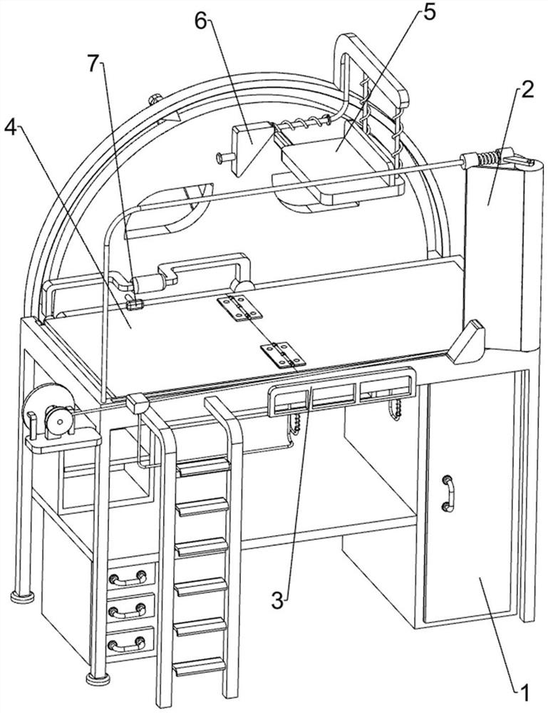 Student apartment bed with automatic telescopic protective guard