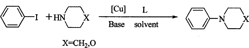 Method for easily preparing aryl morpholine and aryl piperidine