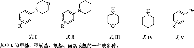 Method for easily preparing aryl morpholine and aryl piperidine