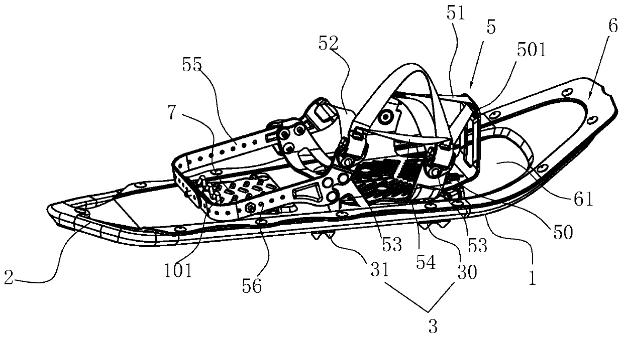 Shoe frame structure of snowshoe and snowshoe