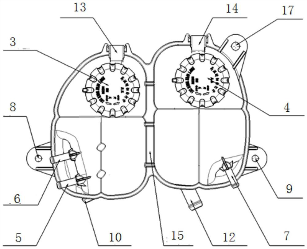 Integrated double-cavity liquid storage tank for new energy vehicle