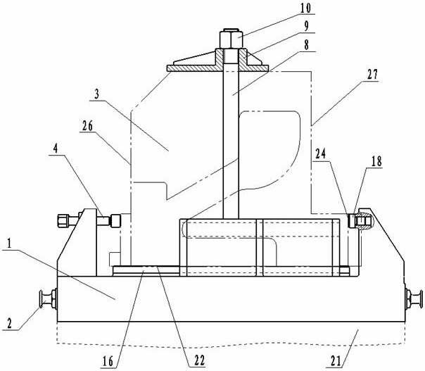 Special clamp for multi-surface milling and boring of large parts