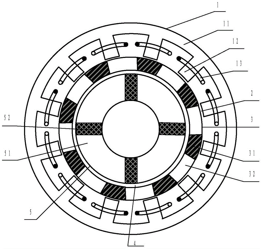 Dual-stator superconductive exciting field modulating motor