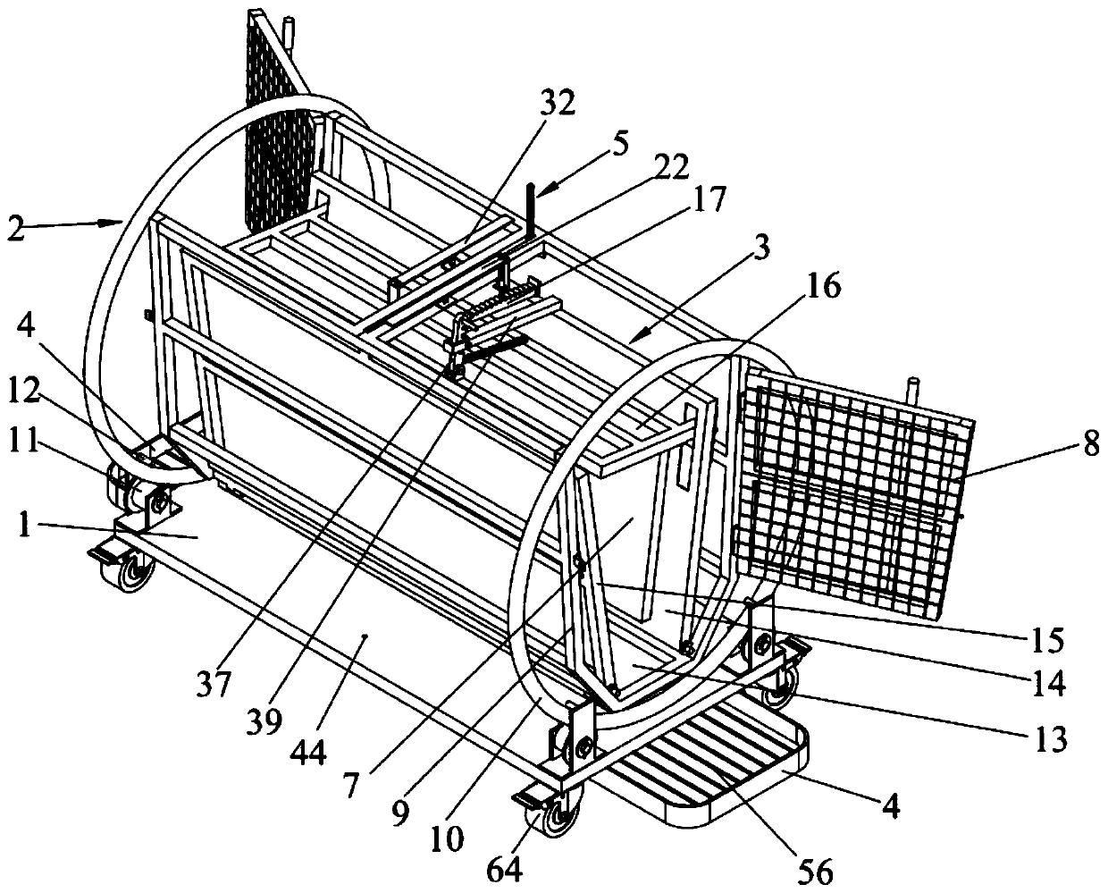 Hoof bathing and hoof trimming integrated bed for milk goat