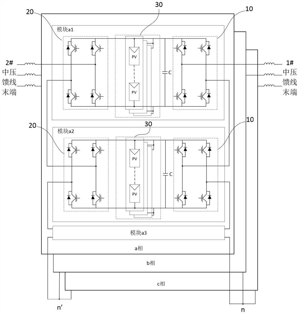 Medium-voltage photovoltaic power generation system with double grid-connected interfaces