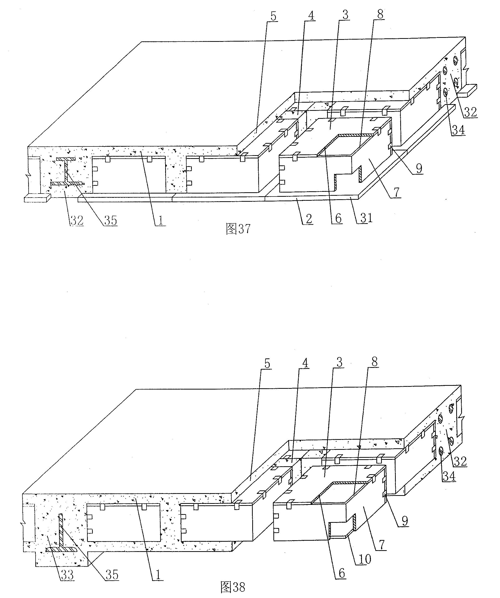 Cavity formwork component of cast-in-situs concrete hollow slab