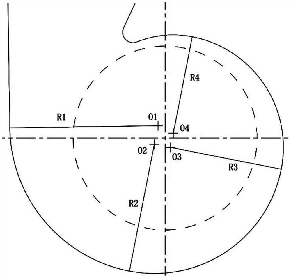 Volute molded line drawing method, check valve molded line drawing method, air duct structure and range hood