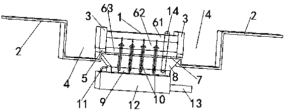 Water regulating and storage structure for road between green belts