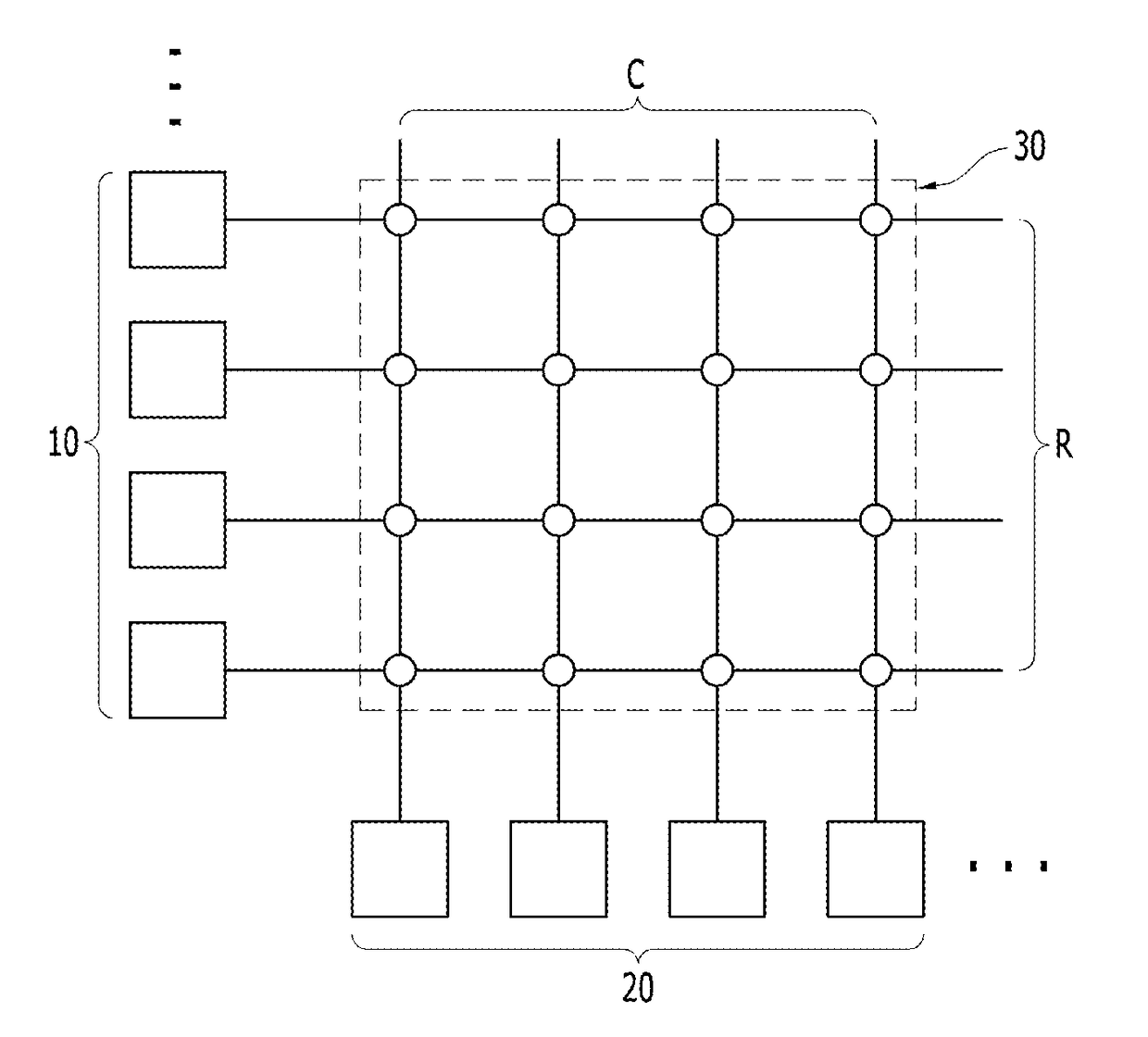 Neuromorphic device including post-synaptic neurons having a comparator for deciding quasi-learned synapses