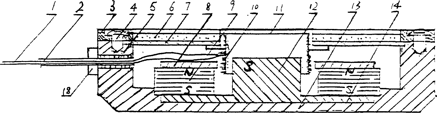 Electric water music body-sensing vibration transmitting transducer