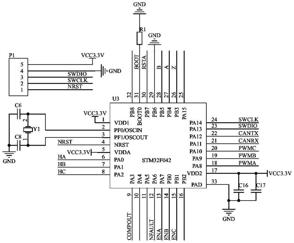 A small robot joint steering gear transmission error input terminal data acquisition control circuit