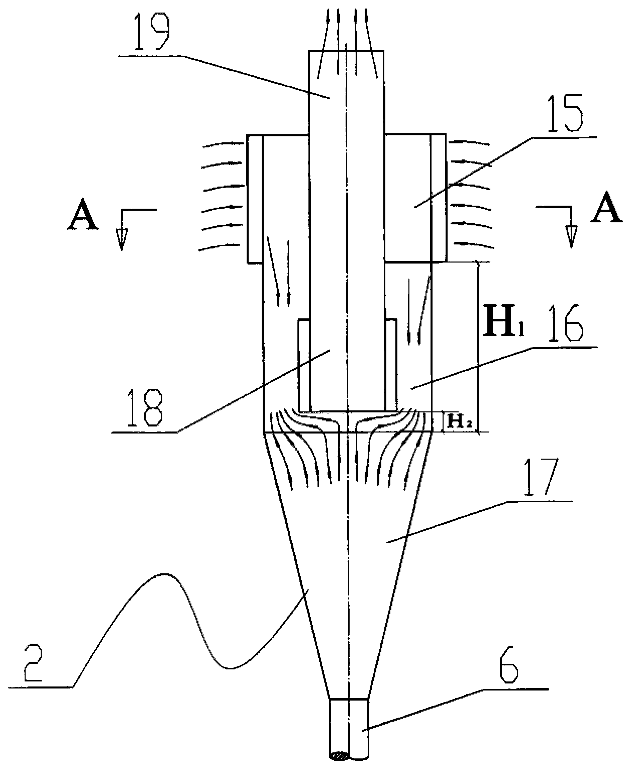 Pneumatic particle separator, and fluidized bed reactor and its application