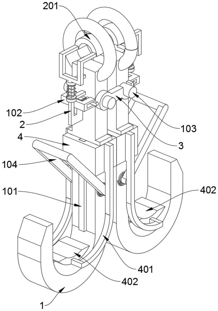 Automatic opening and closing type anti-falling lifting hook device used for hoisting machinery