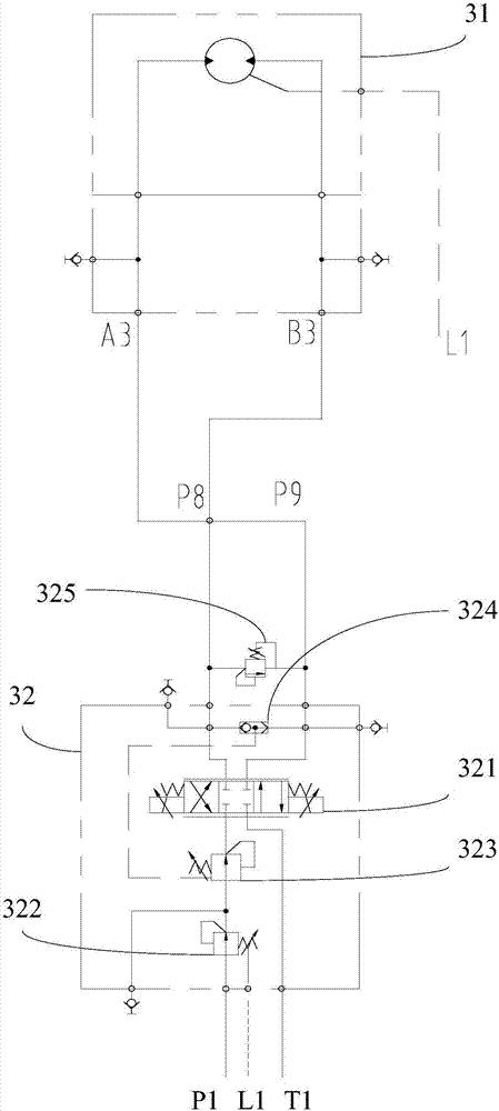 Hydraulic system of crude oil outward transportation device