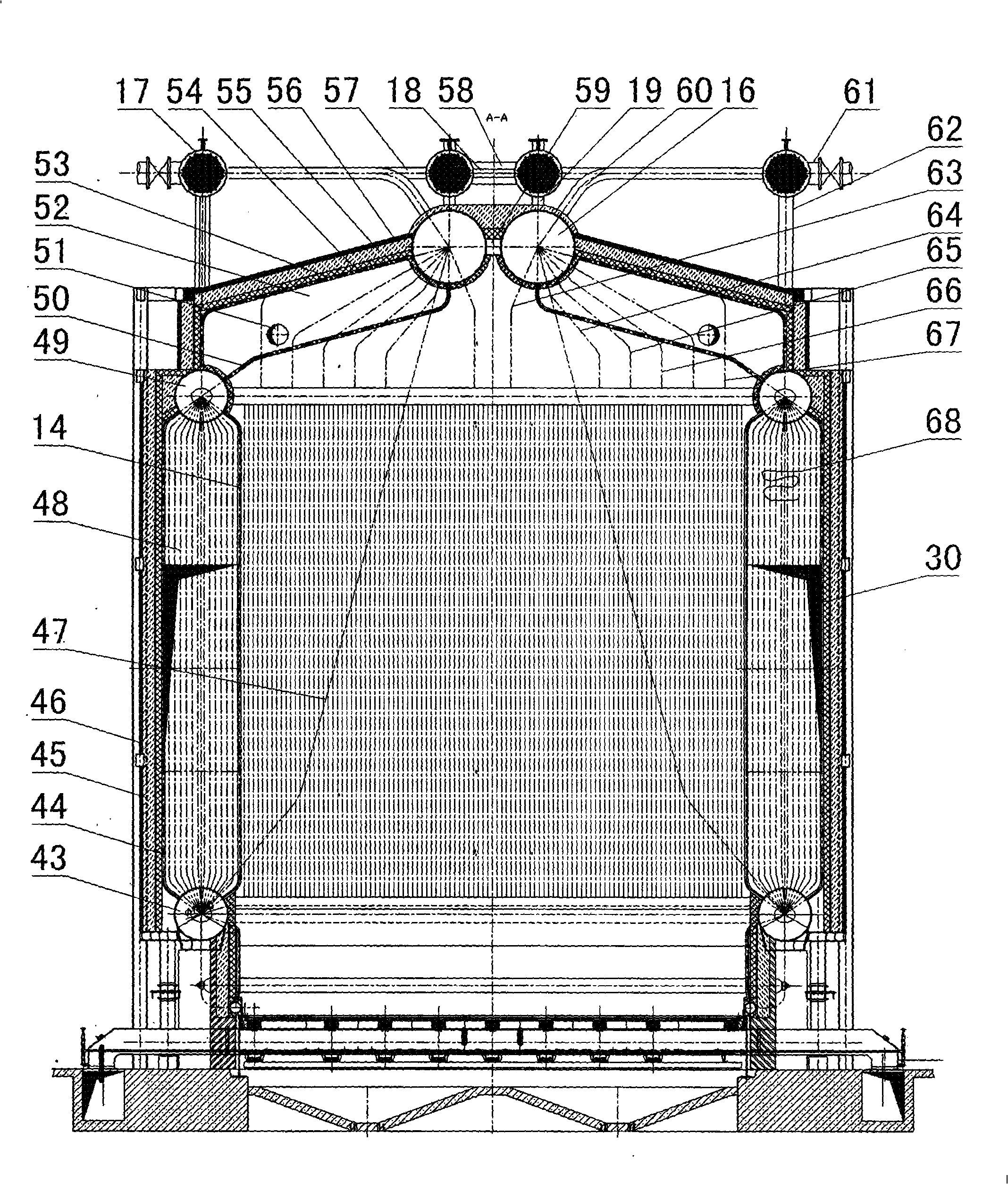 Large-sized grate firing pressurized phase inversion heat-exchanging hot water boiler