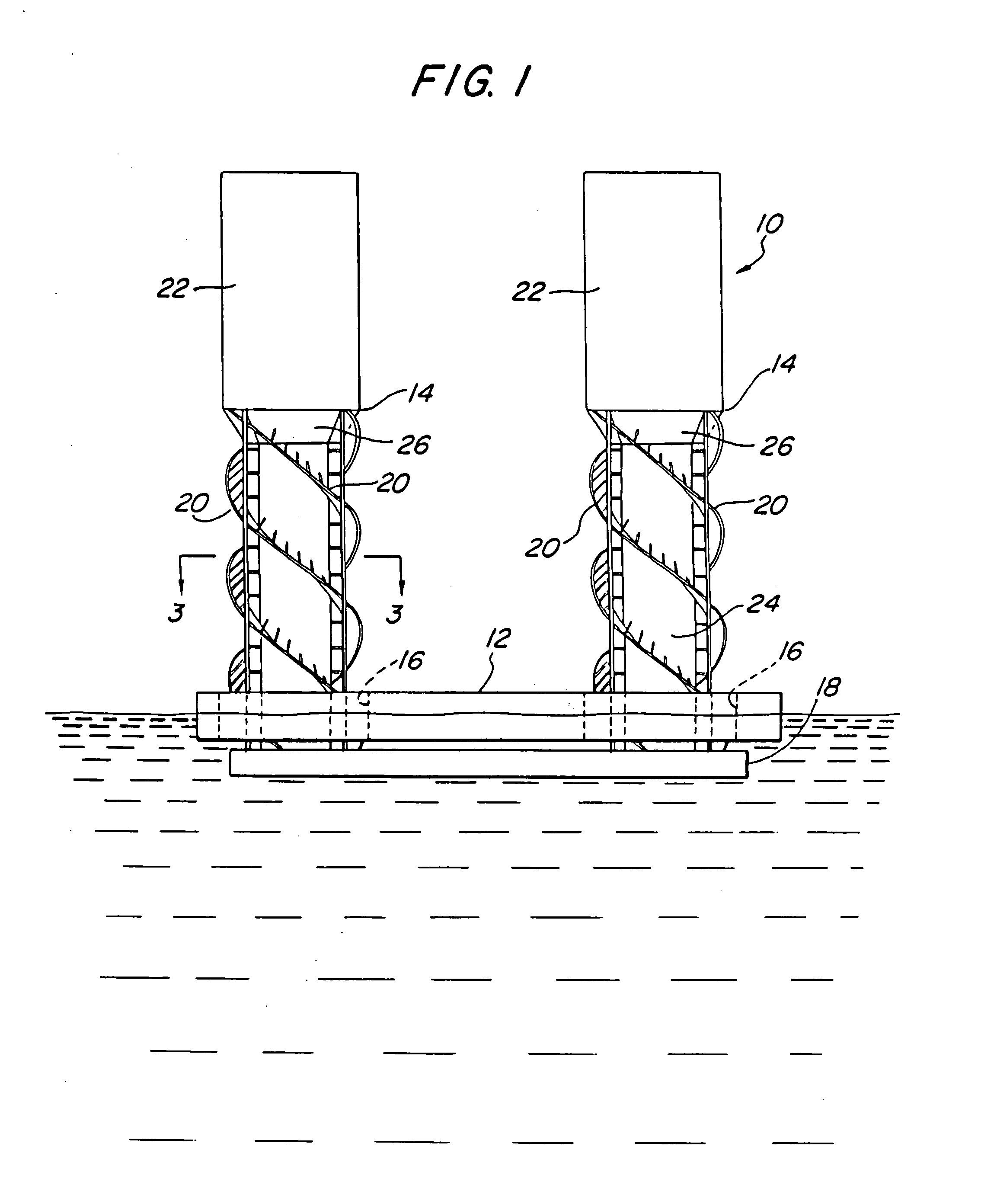 Extendable draft platform with buoyancy column strakes