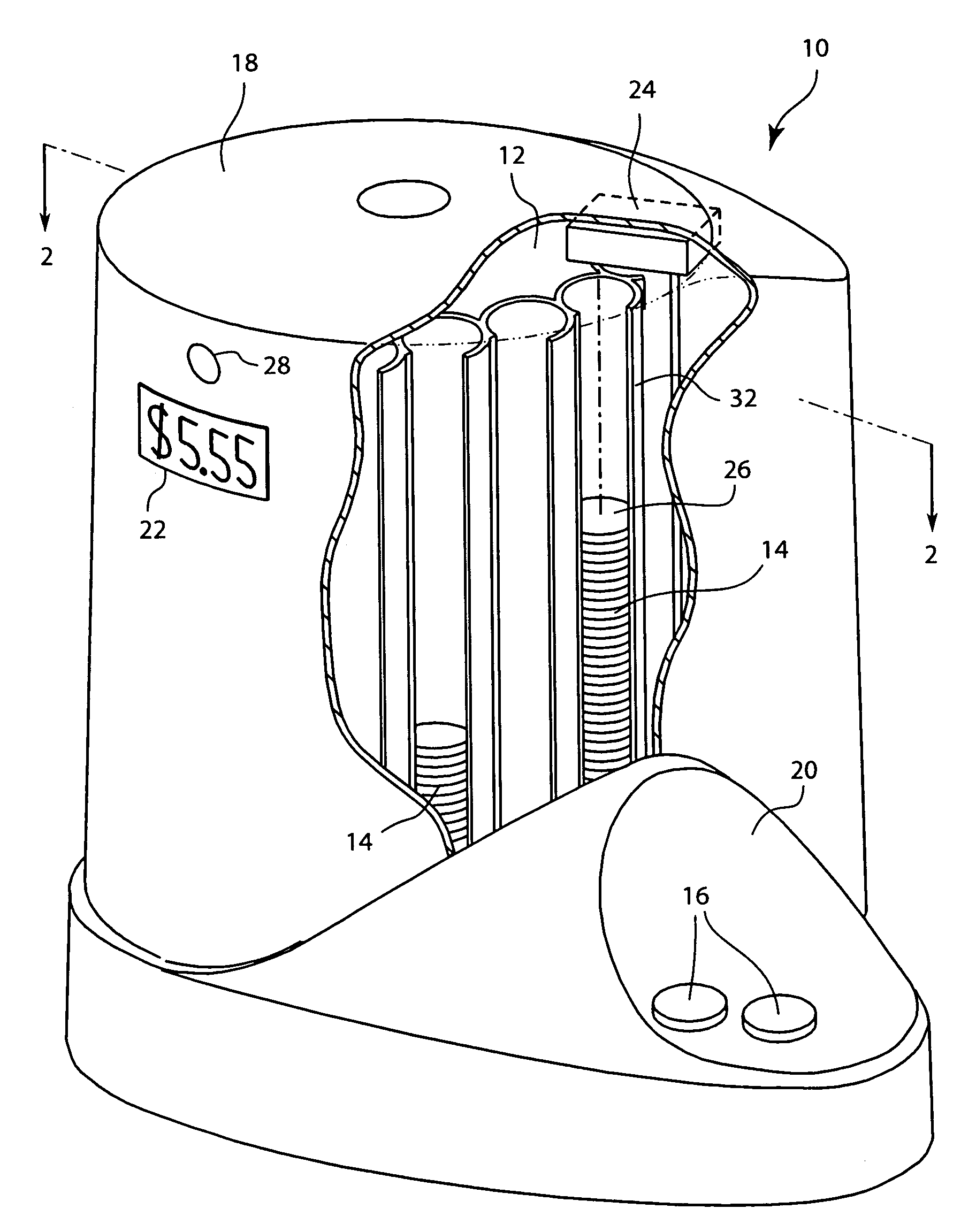 System and method for determining the number and value of coins in a coin dispensing machine