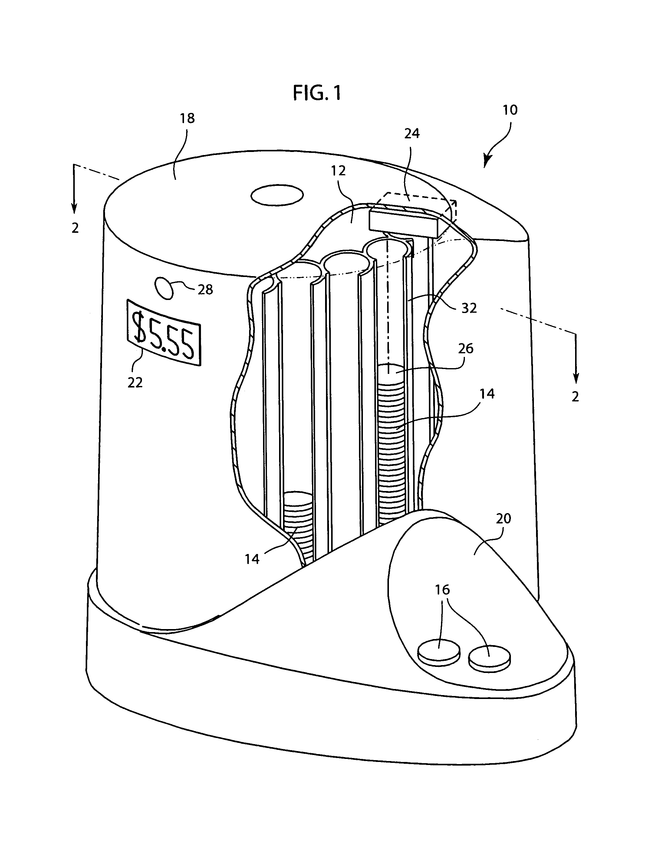 System and method for determining the number and value of coins in a coin dispensing machine