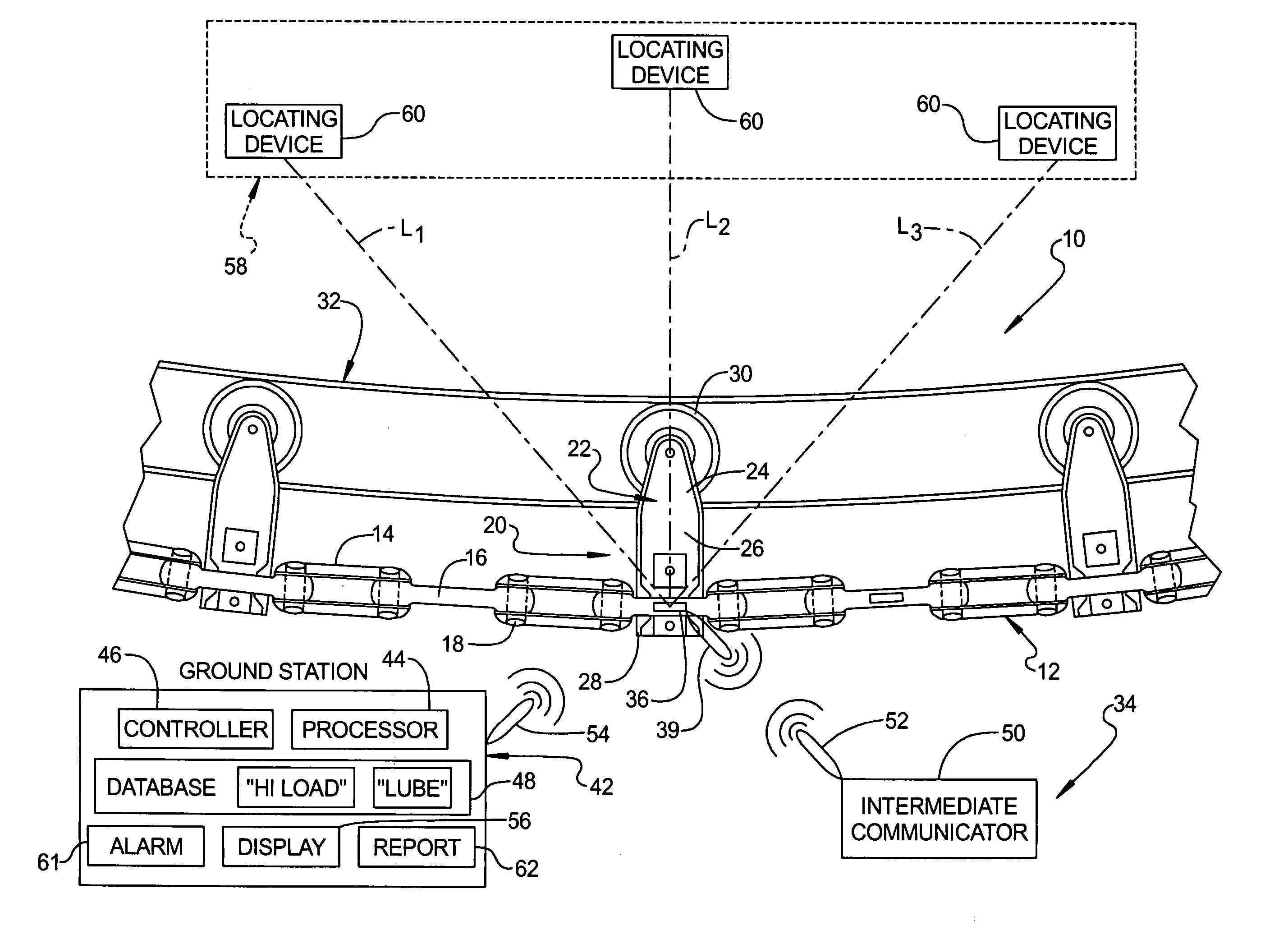 Conveyor diagnostic system having local positioning system