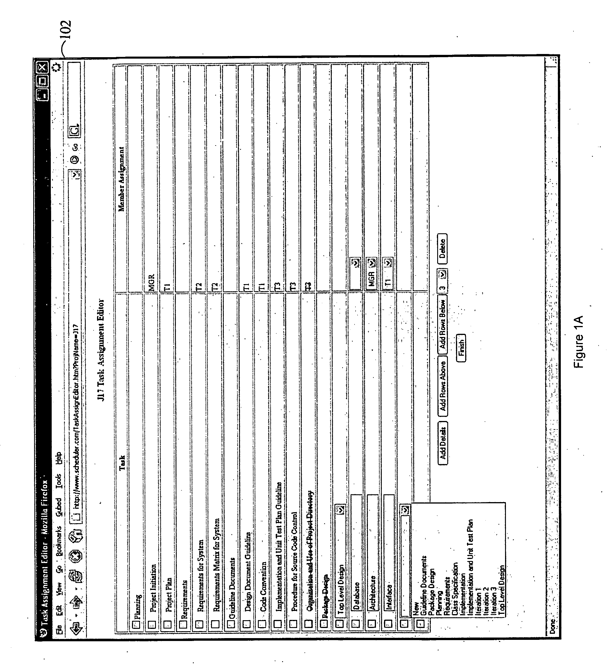 Use of a database in a network-based project schedule management system