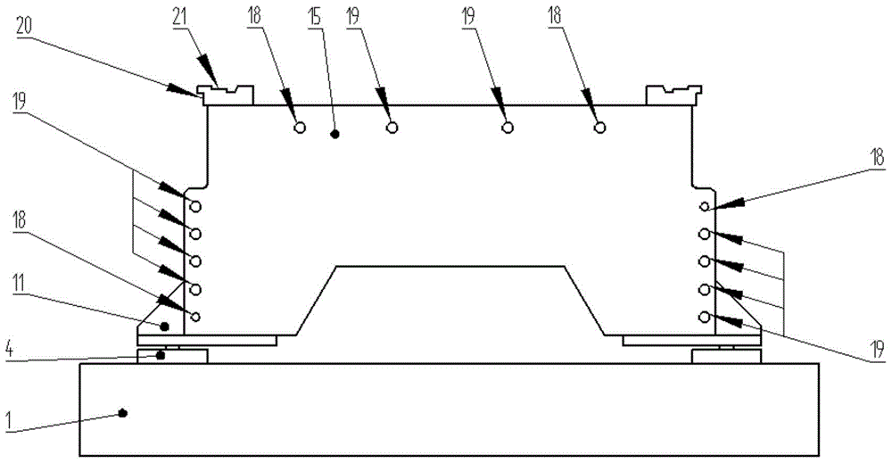 Long-stroke splicing bed and splicing method using glue-filling connection structure