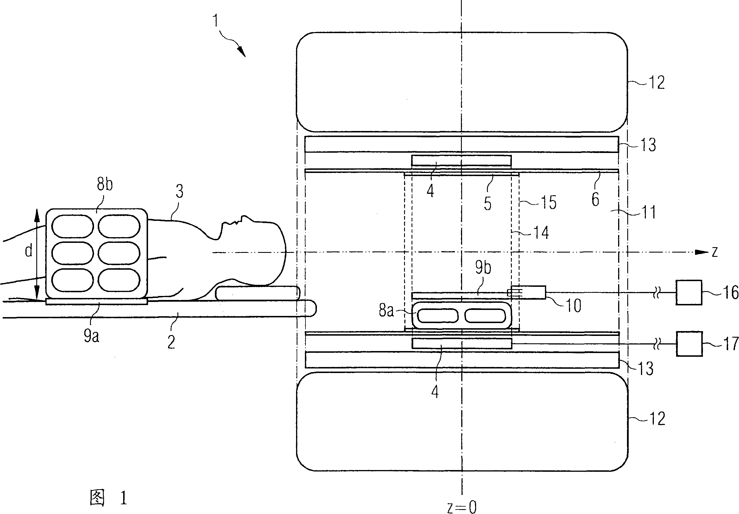 Field generating unit of a combined MR/PET system