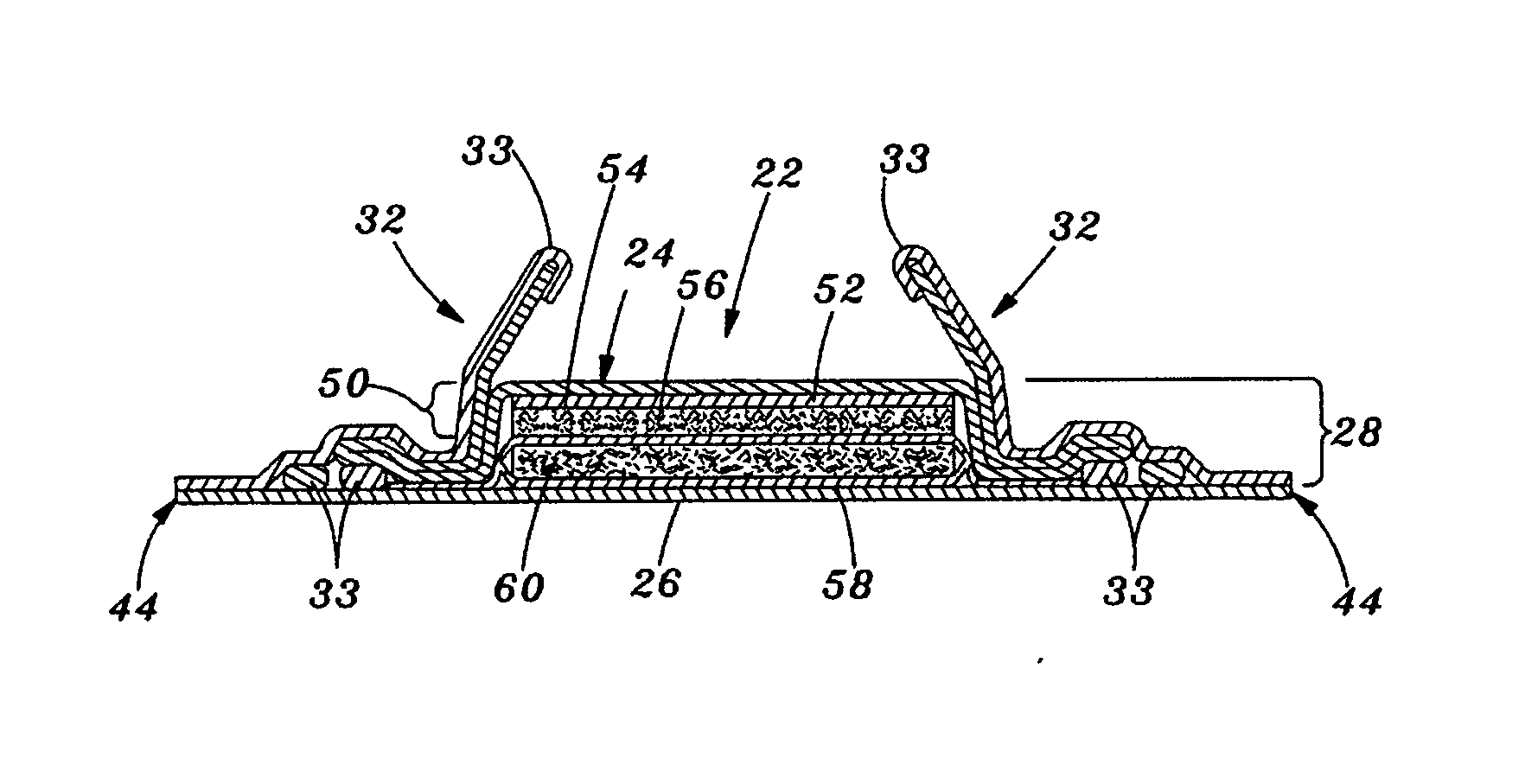 Flexible absorbent article with improved body fit