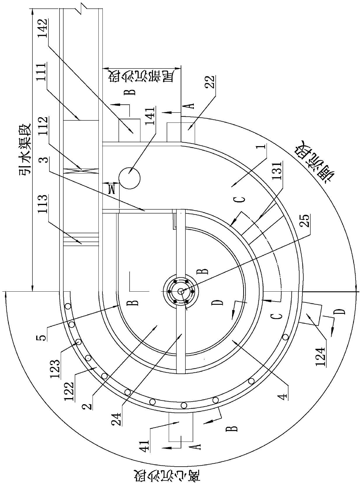 Circular self-desilting type gravity desilting filter tank