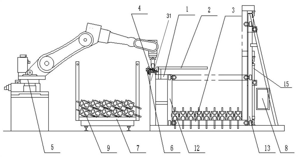 Box filling machine for cross rods of ring lock scaffold