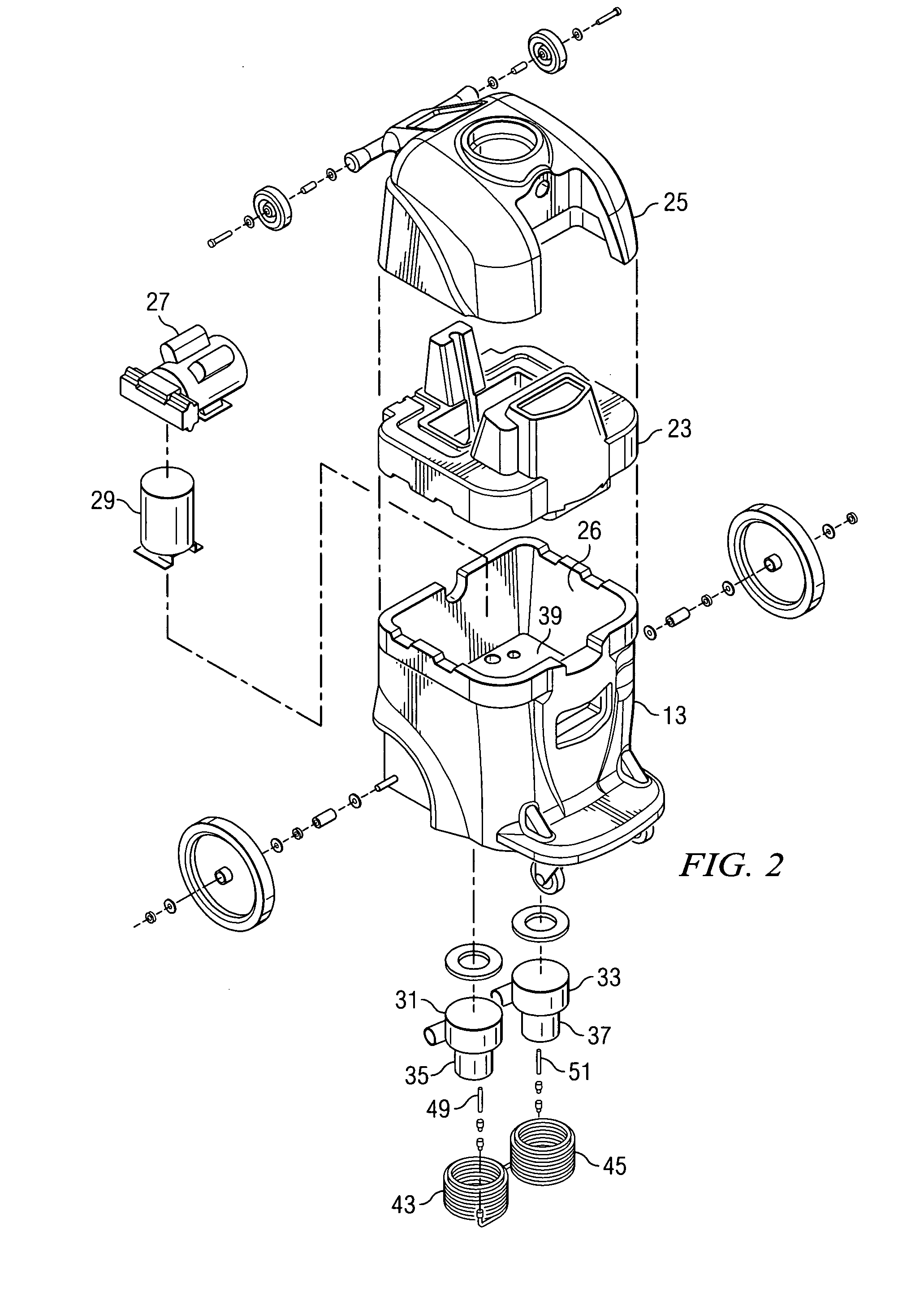 Heating system for a portable carpet extractor