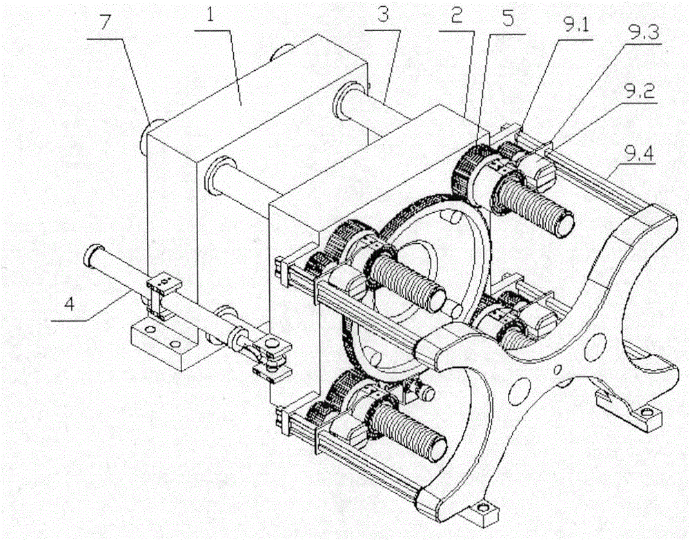 Mold closing mechanism of self-locking type two-plate machine