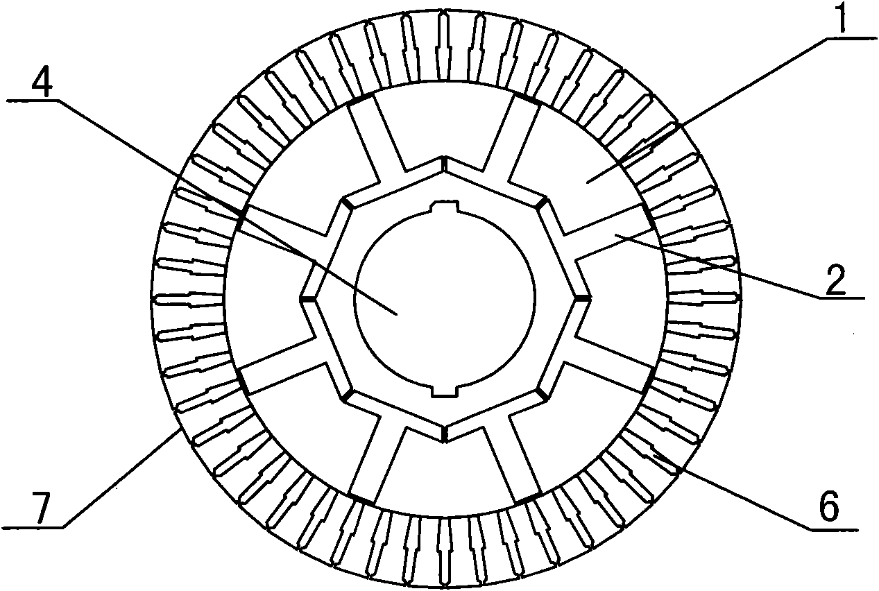 Permanent magnet synchronous motor rotor integration stamped sheet used for oil-field oil pumper