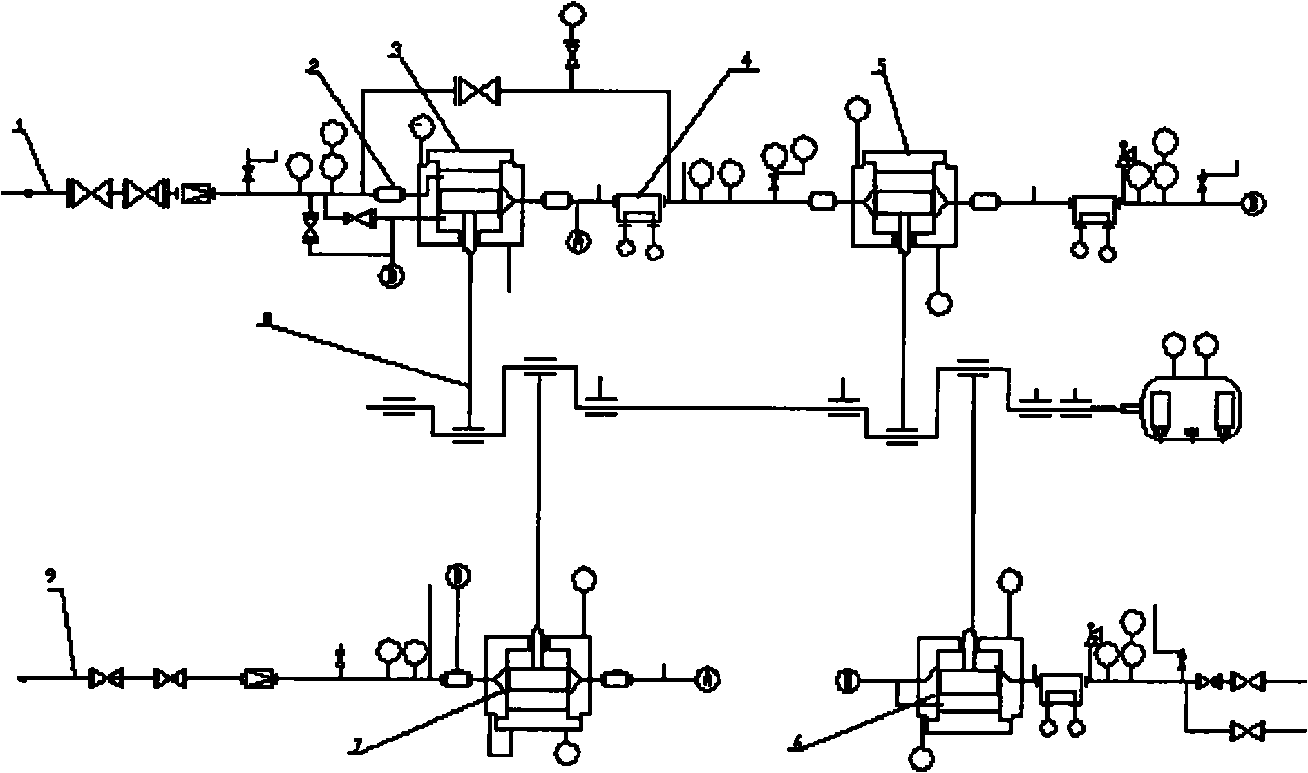 Combined gas piston compressor