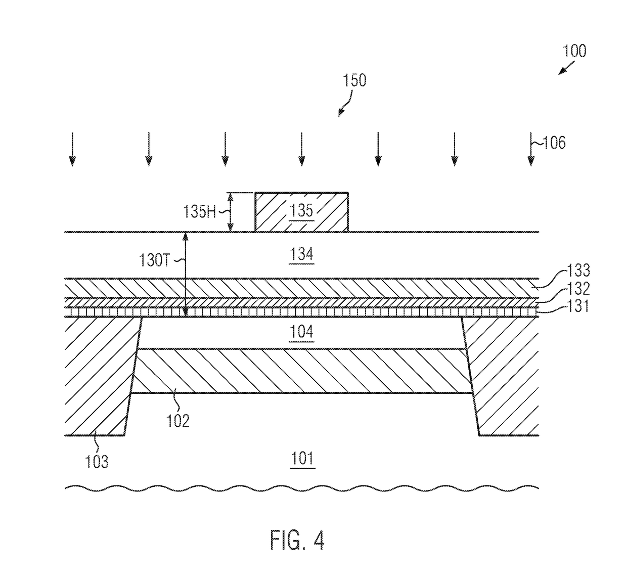 Transistor element with gate electrode of reduced height and raised drain and source regions and method of fabricating the same