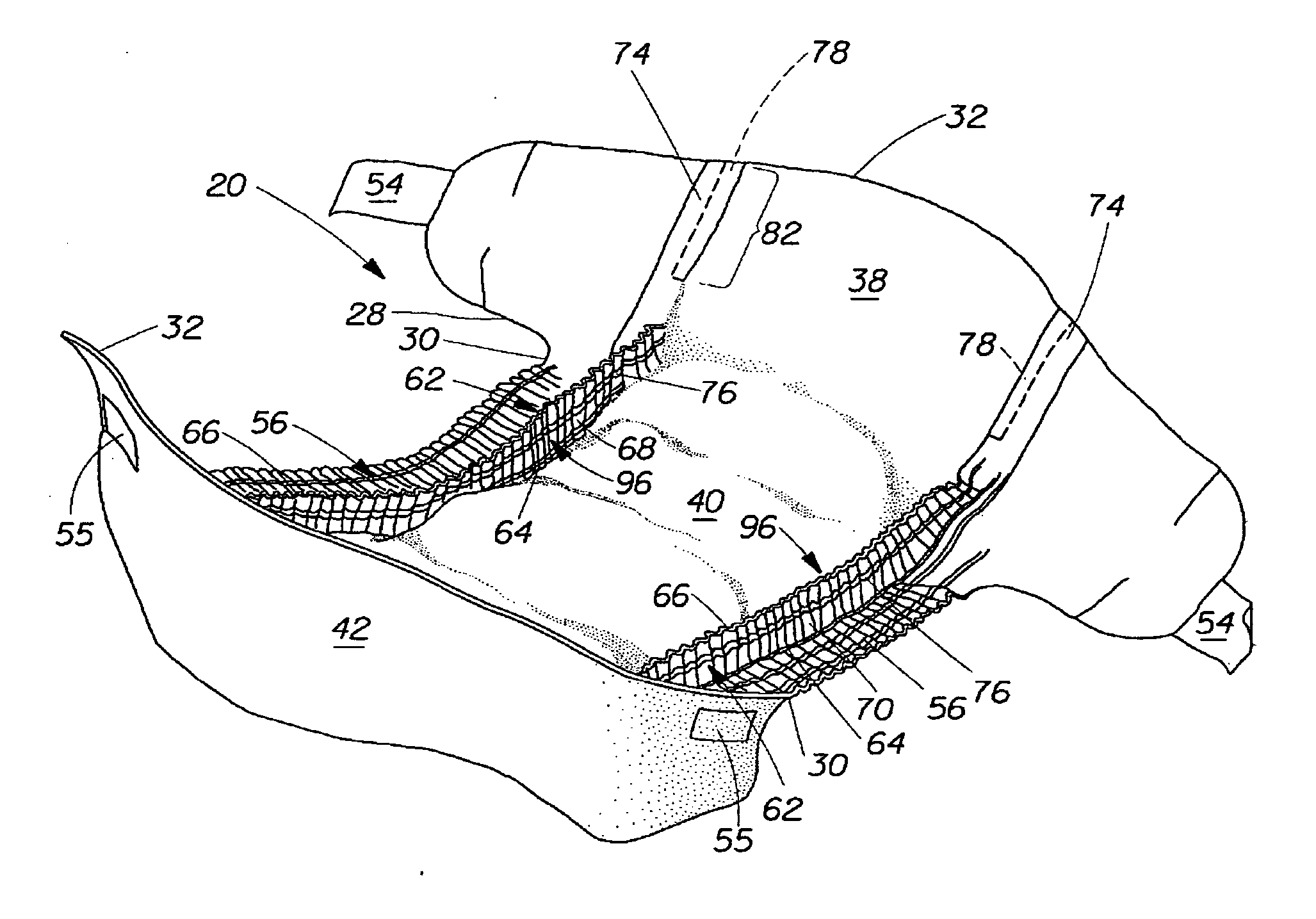 Absorbent article including barrier leg cuff structure and an elastically stretchable side panel