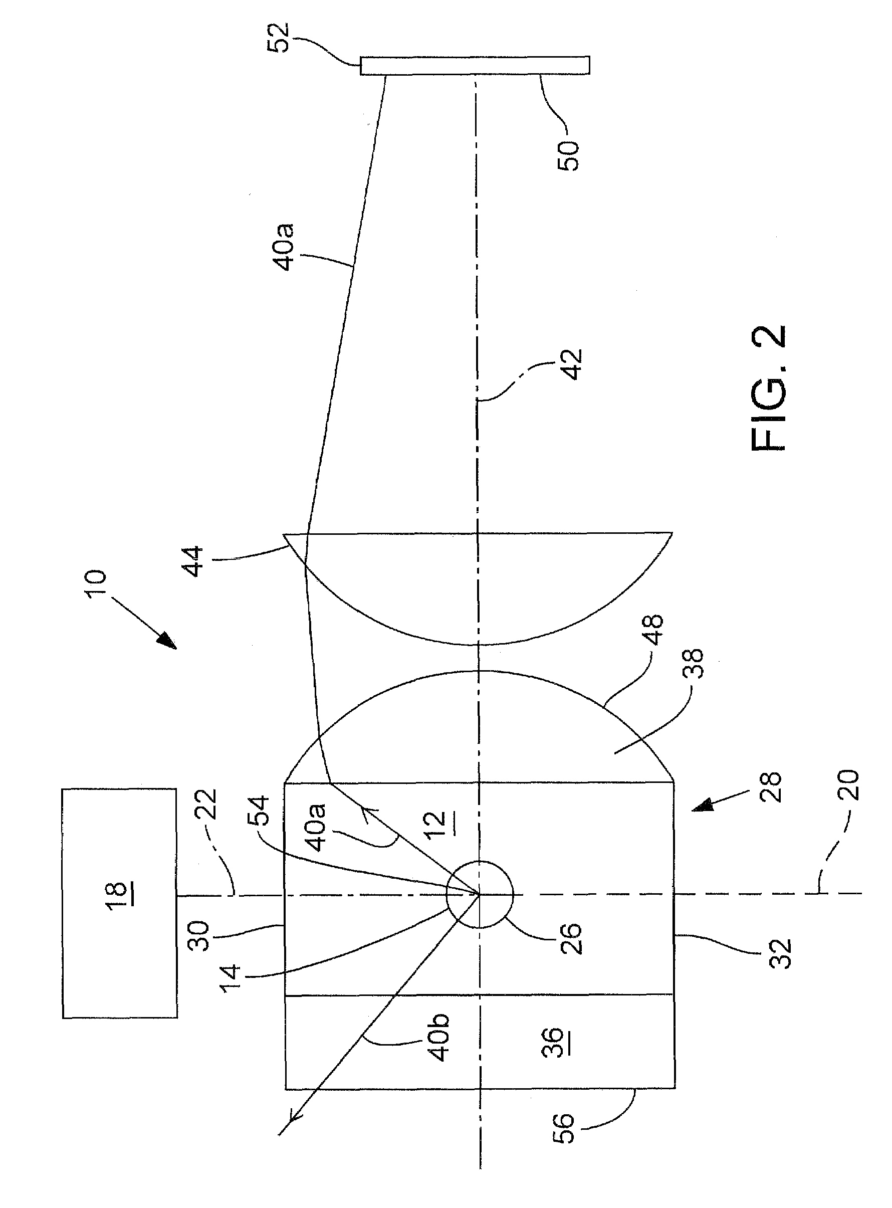 Particle detection system implemented with an immersed optical system