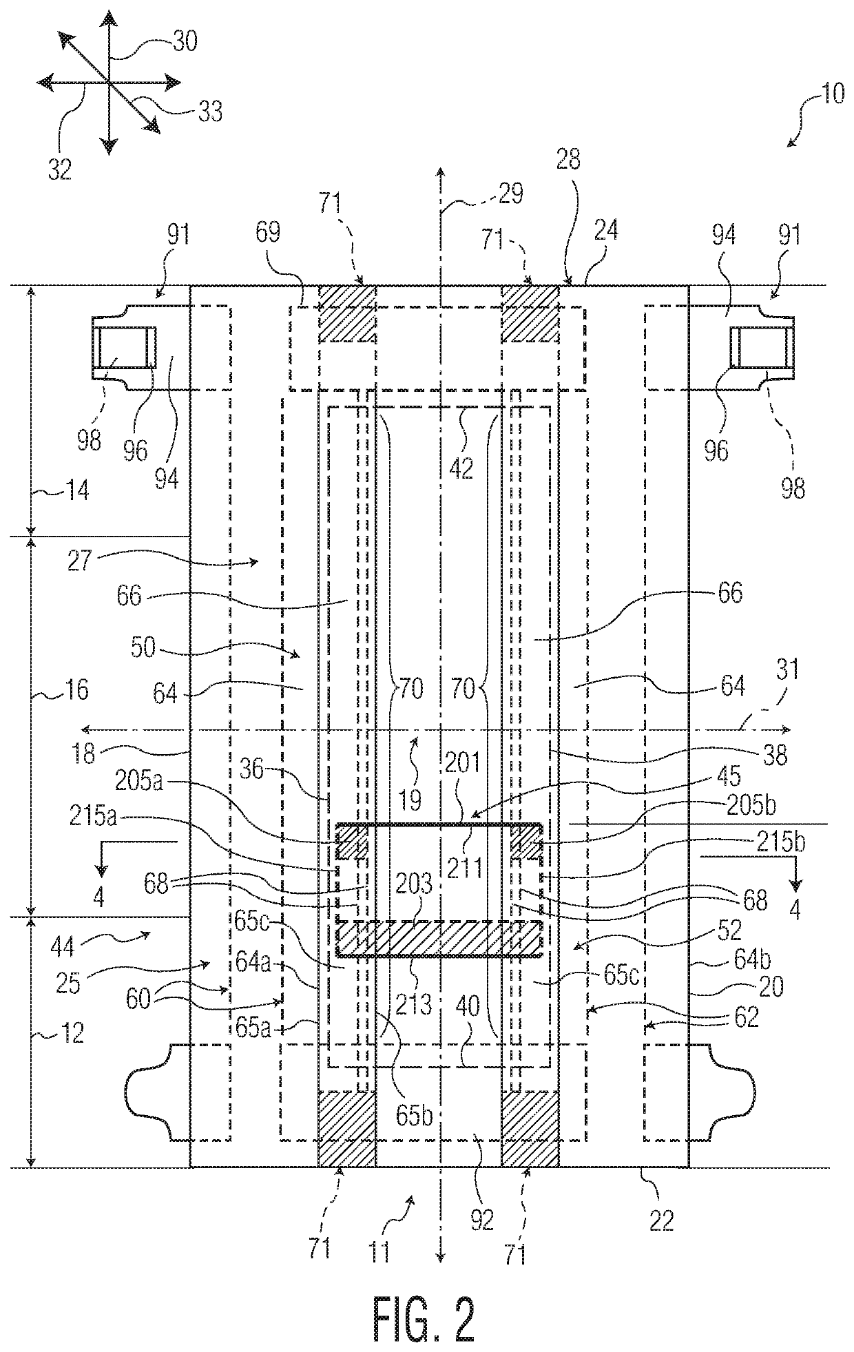 Absorbent article with pocket dividing front and rear regions