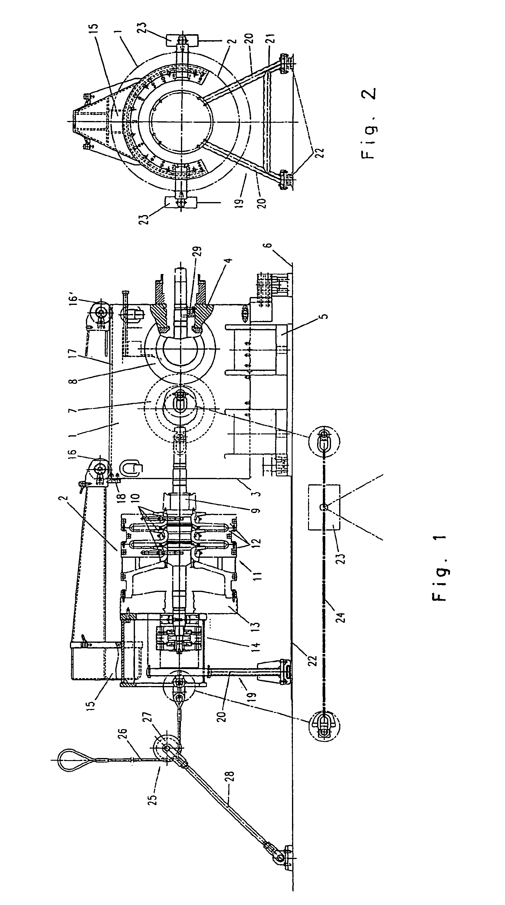 Device for the lateral fitting and removal of a compressor barrel