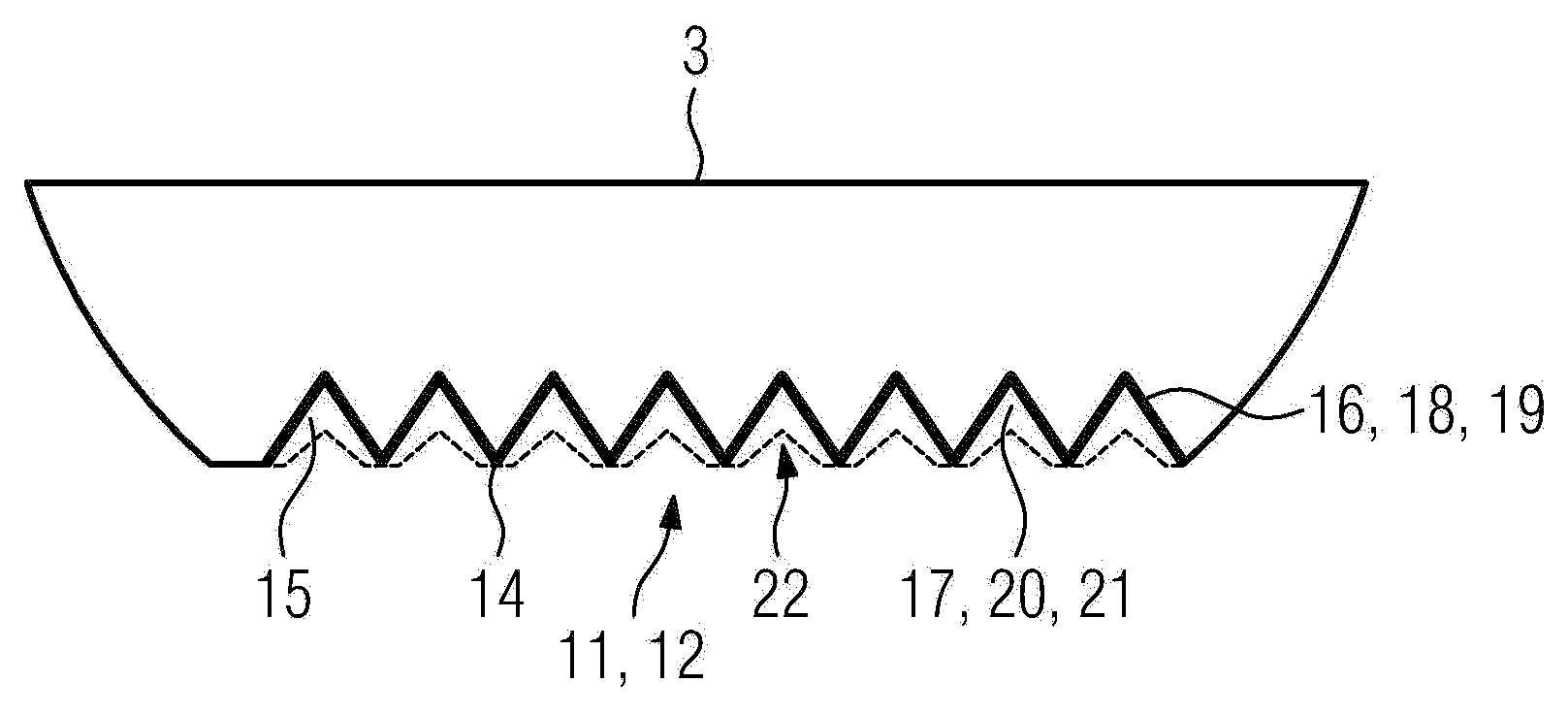 Sealing system between a shroud segment and a rotor blade tip and manufacturing method for such a segment