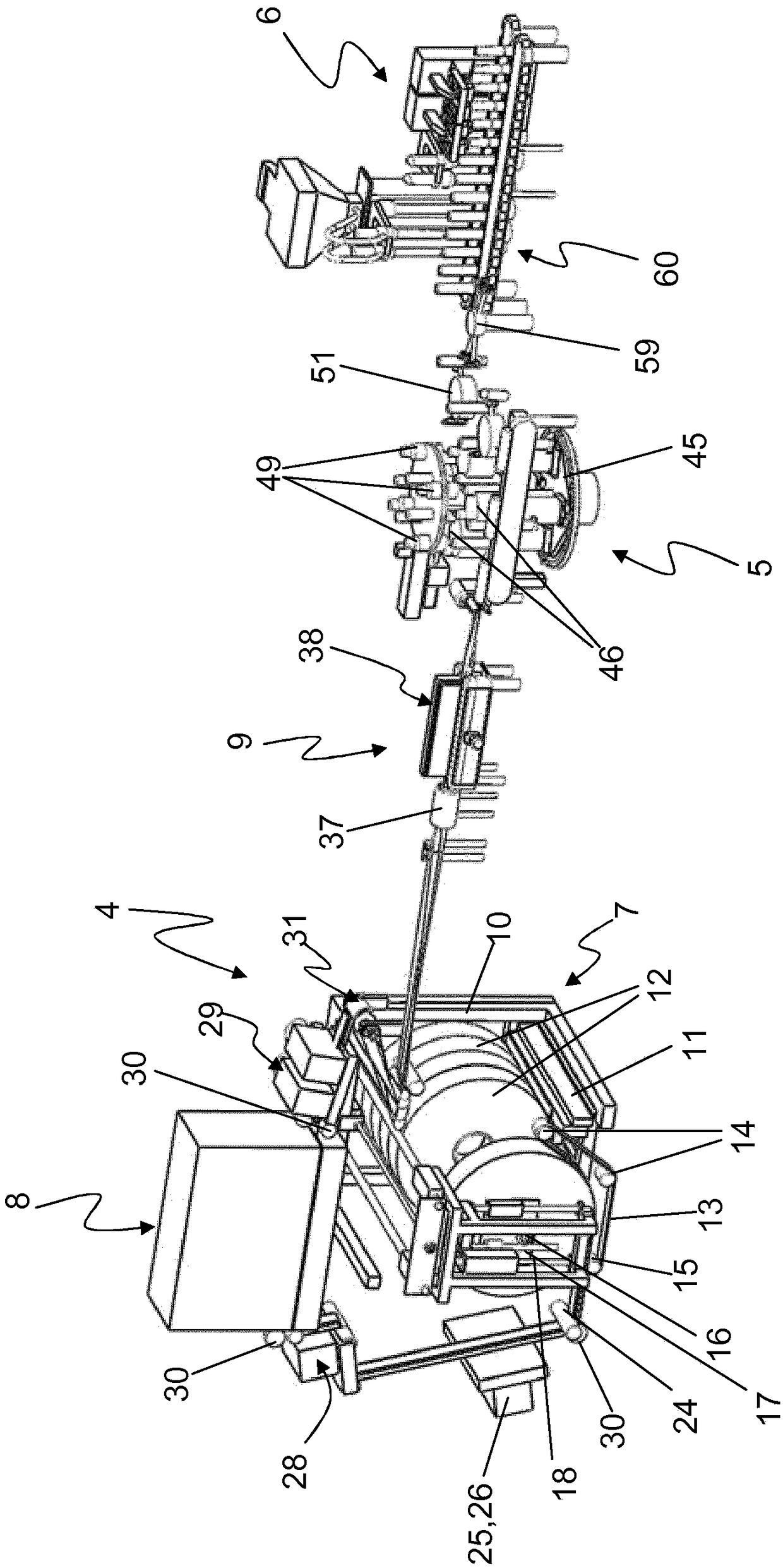 Unit for assembling and/or treating components