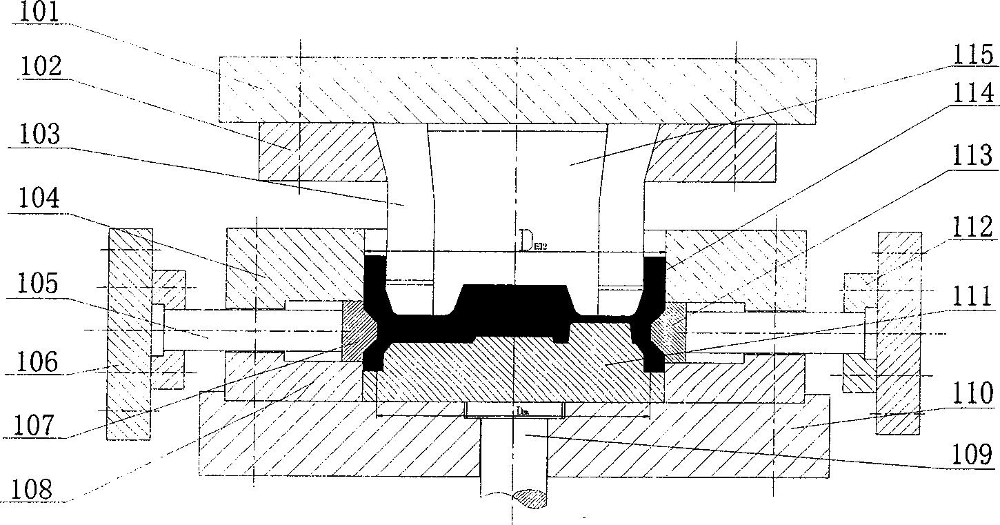 Multiway shaping method of magnesium alloy wheel and mold