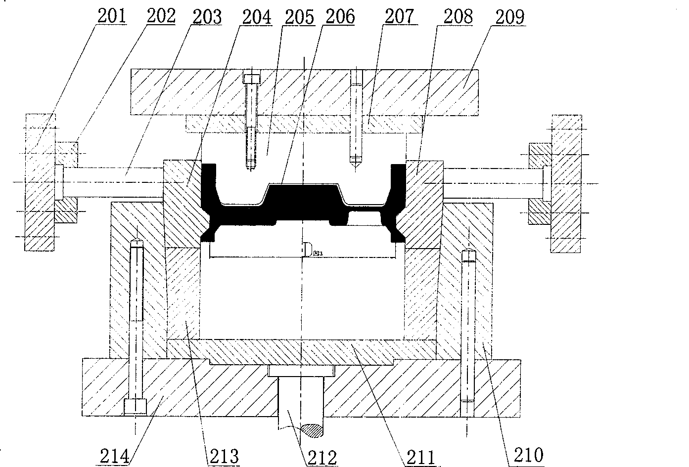 Multiway shaping method of magnesium alloy wheel and mold