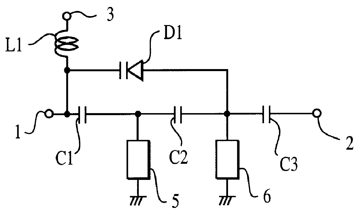 Dielectric variable-frequency filter having a variable capacitance connected to a resonator