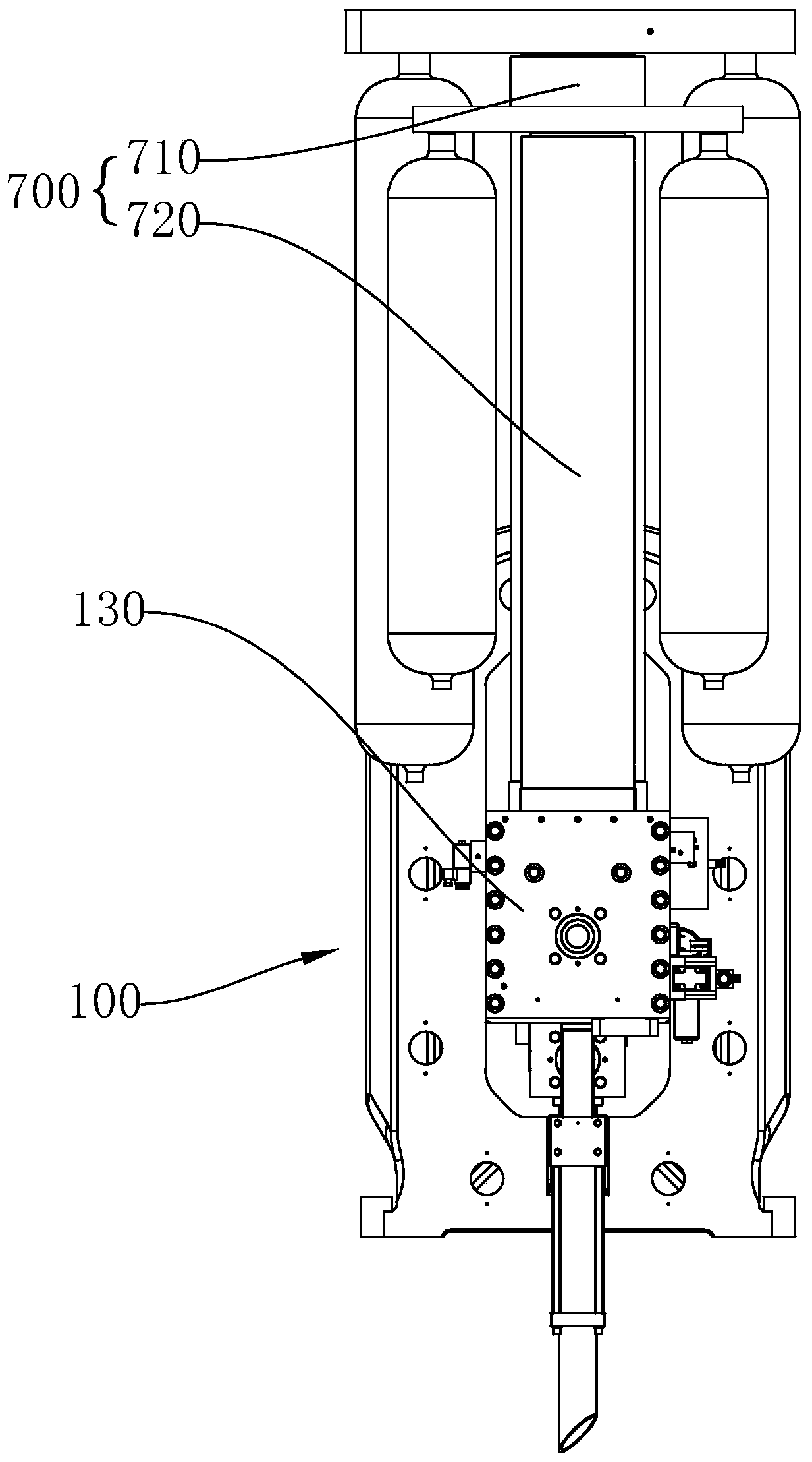 Press-shoot pressurization system and die-casting machine