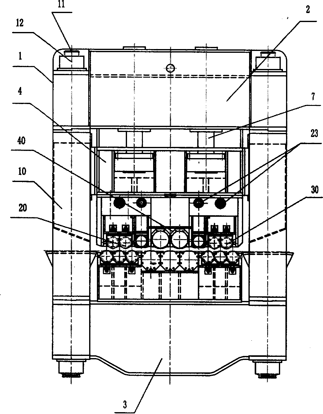 Multi-roller steel plate-flattening machine