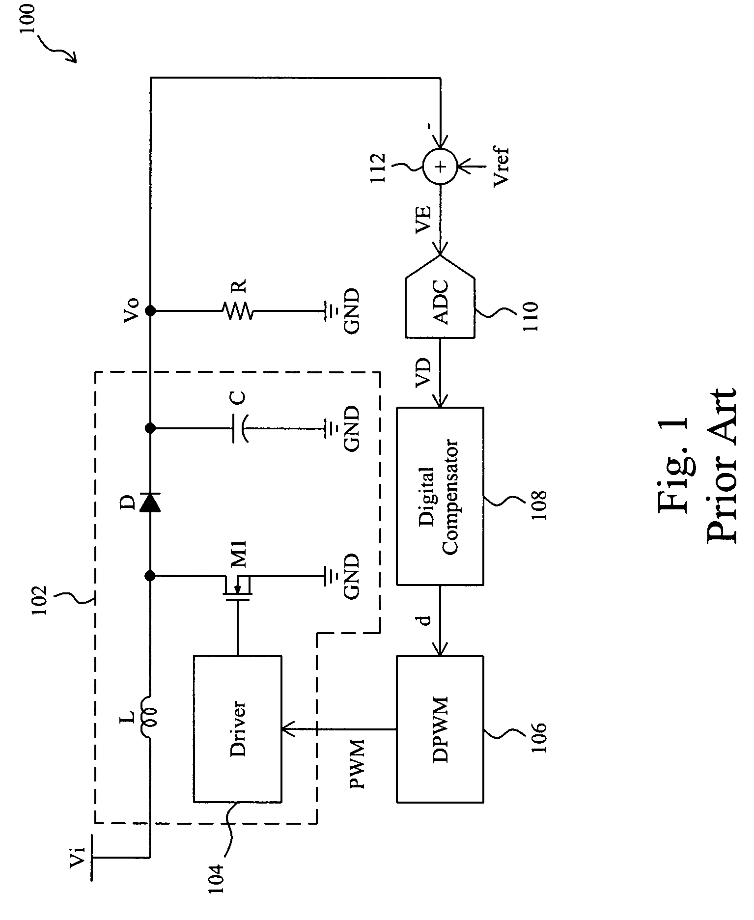 Digital voltage converter with constant off-time and variable on-time of controller