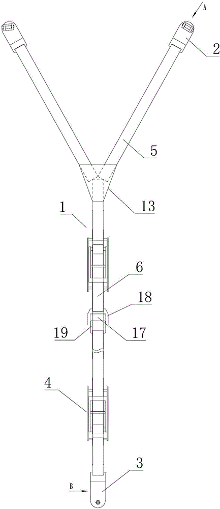 Ultra-high-voltage transmission line strain insulator string entering and exiting operation connecting device and use method